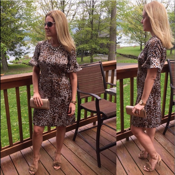 Banana Republic leopard print flutter sleeve dress - Picture 4 of 5